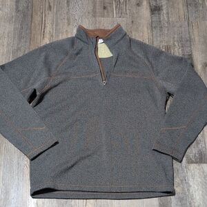 Columbia Men's Gray and Brown Quarter Zip-Up Sweater